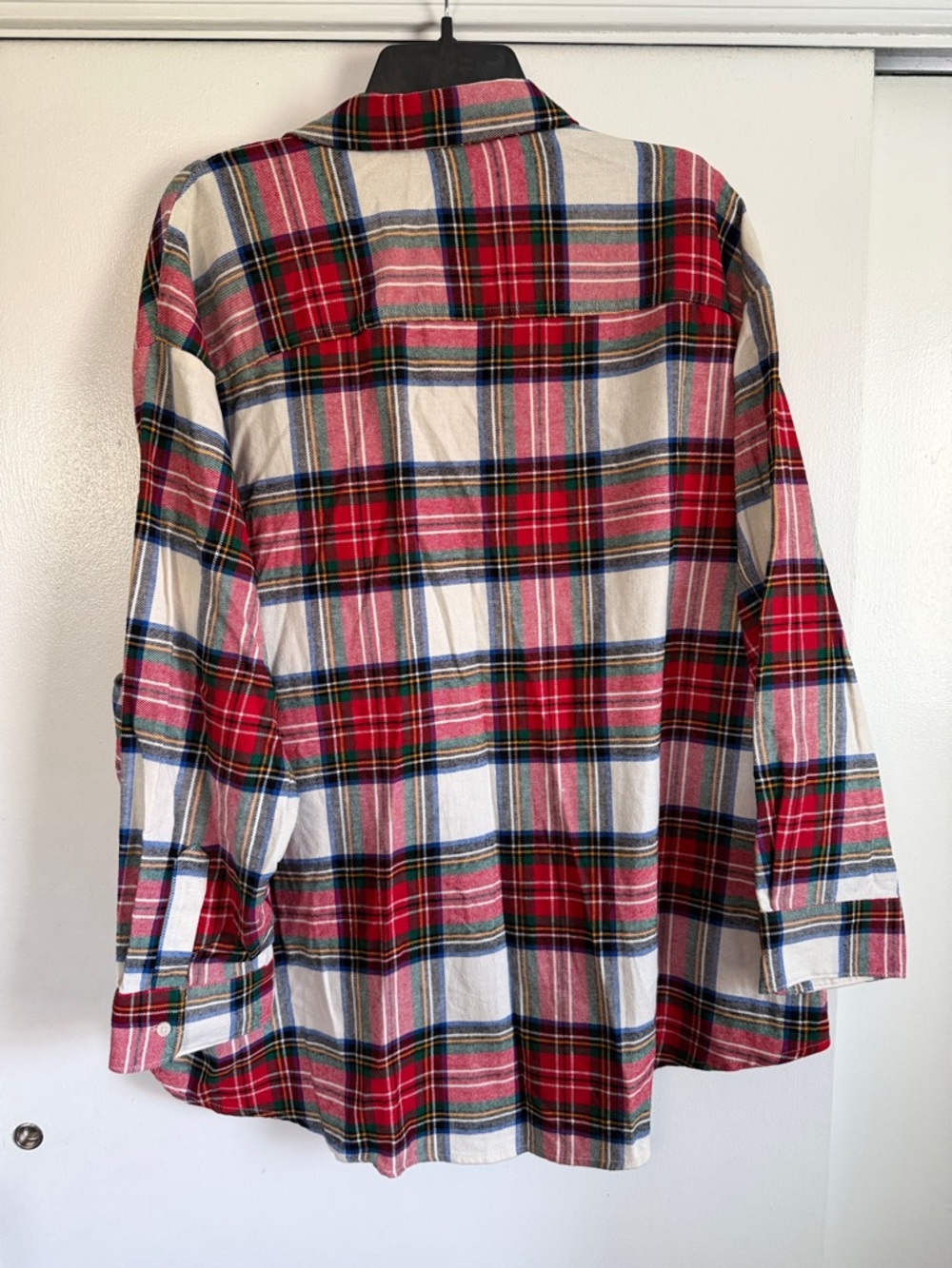 Old Navy Red, Cream & Green Plaid Boyfriend Shirt - Picture 4 of 5